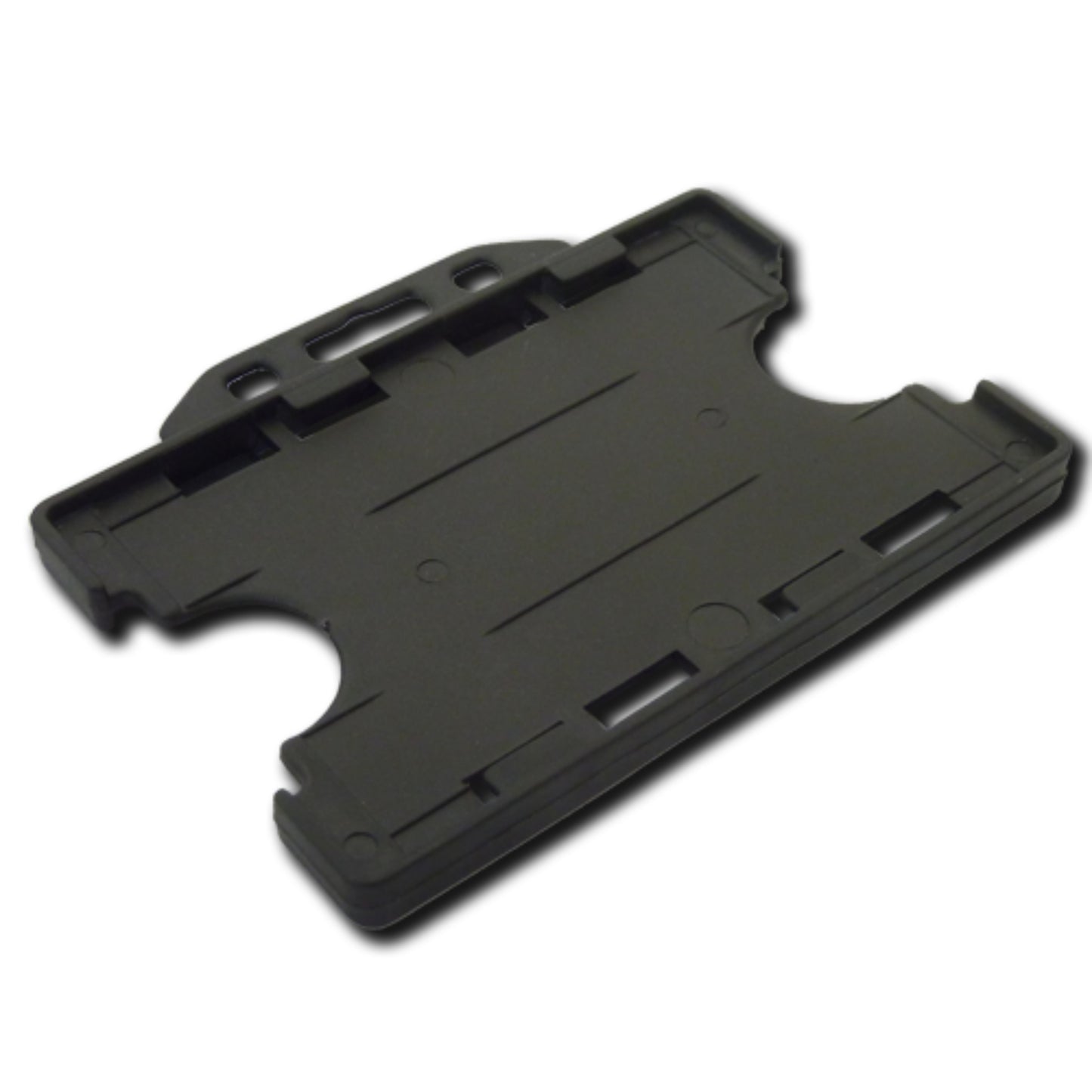 BLACK - Double Sided Open Faced Landscape ID Card Holder - The Card Printing People