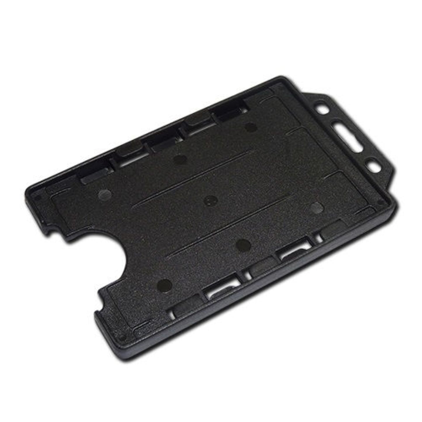 BLACK - Double Sided Open Faced Portrait ID Card Holder - The Card Printing People