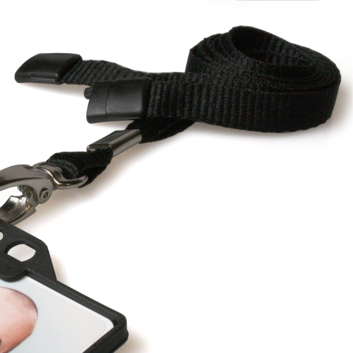 BLACK - Plain Lanyard with Metal Clip - The Card Printing People