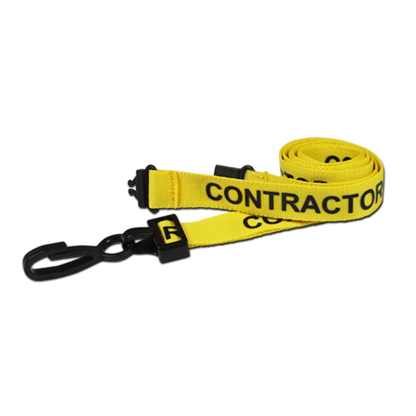 YELLOW - CONTRACTOR lanyard with plastic J clip and safety breakaway - The Card Printing People