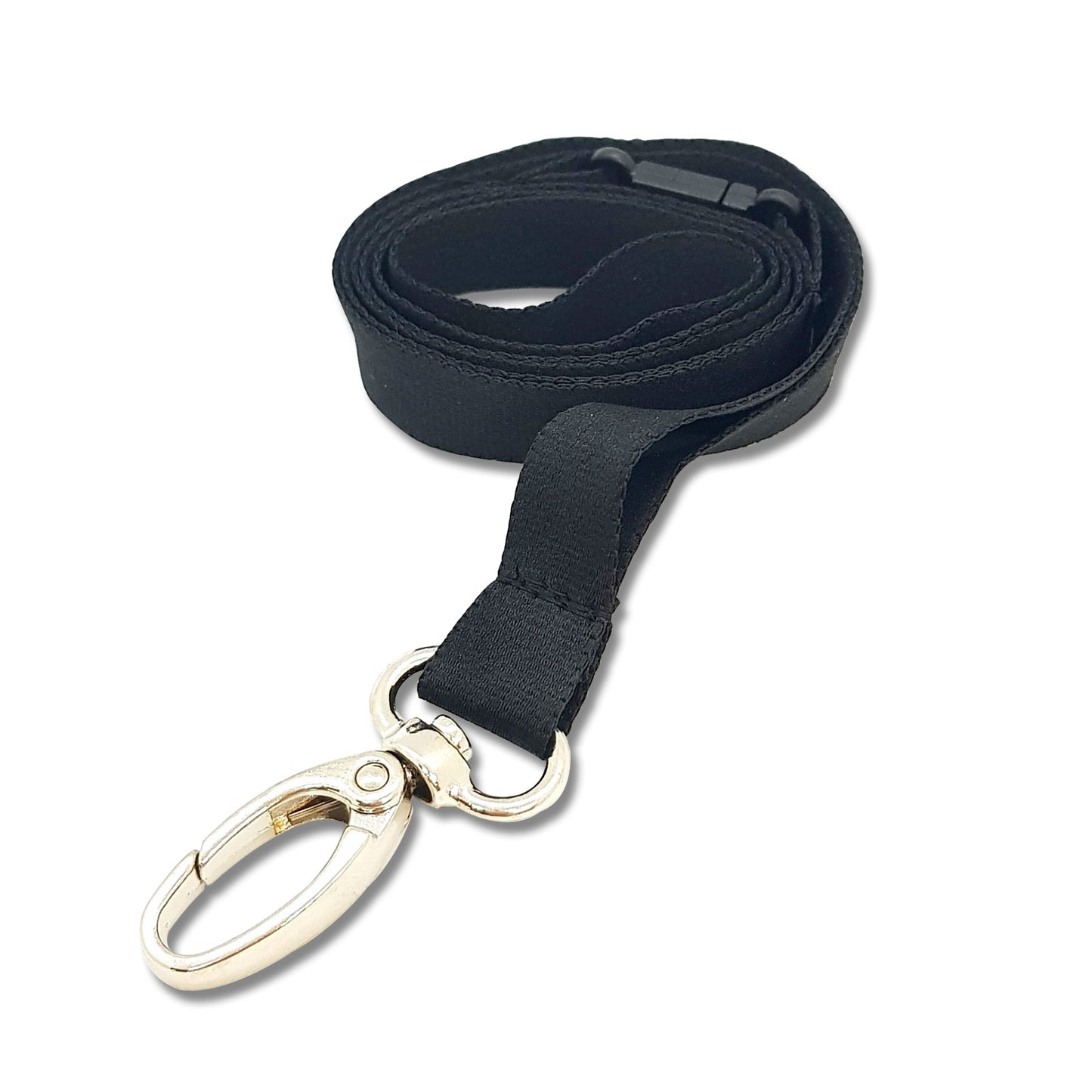 BLACK - 15mm Plain Lanyard with Metal Clip - The Card Printing People