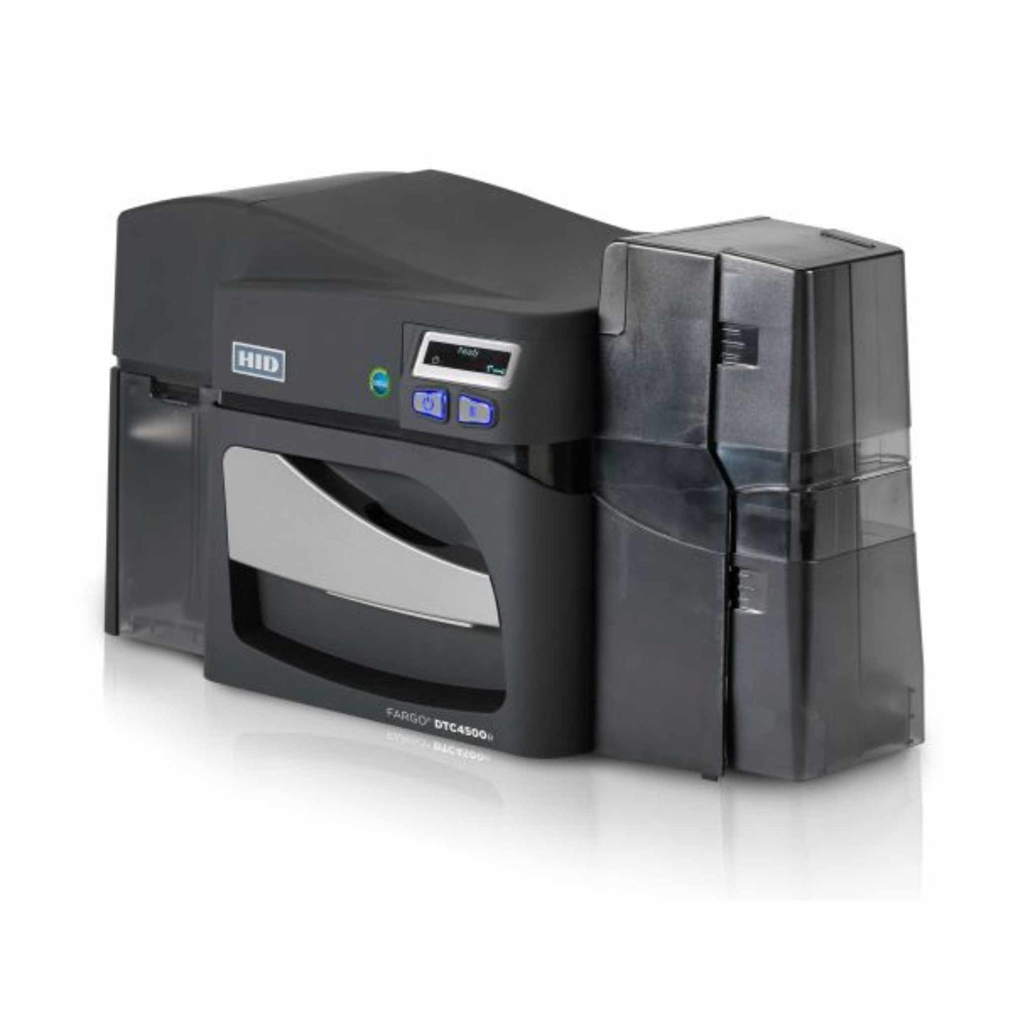 Fargo DTC4500e Dual Sided Printer with Lamination, ISO Magnetic Stripe Encoder and Locking Hoppers - The Card Printing People