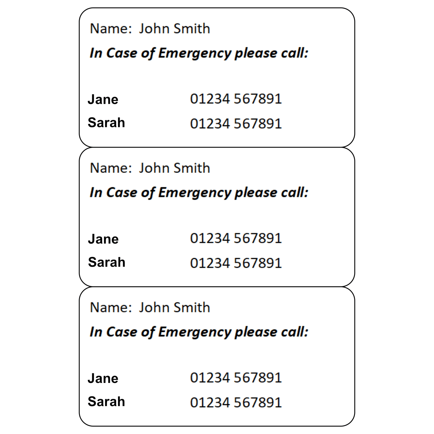Key Fob - In Case of Emergency (ICE) Card - Custom Printed (with Split Ring) - The Card Printing People