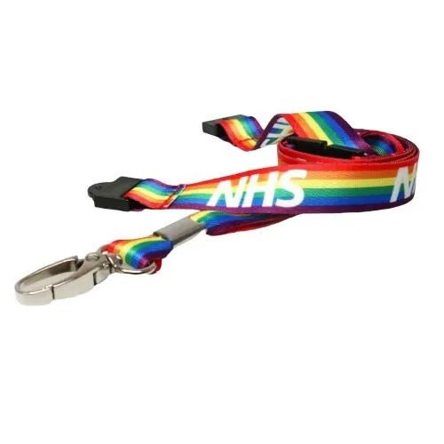 NHS Rainbow Lanyard (Double Breakaway) with Metal Clip - The Card Printing People