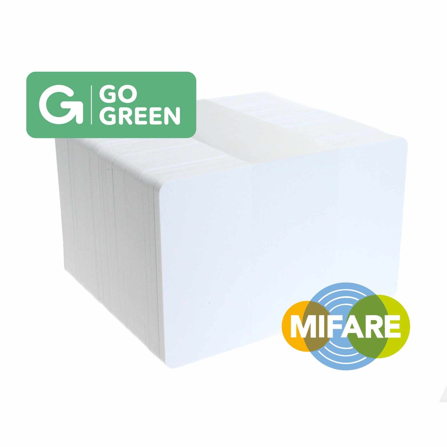 Pack of 100 Go Green Genuine NXP MIFARE® 4k EV1 Blank White Cards (85% Recycled Plastic) - The Card Printing People