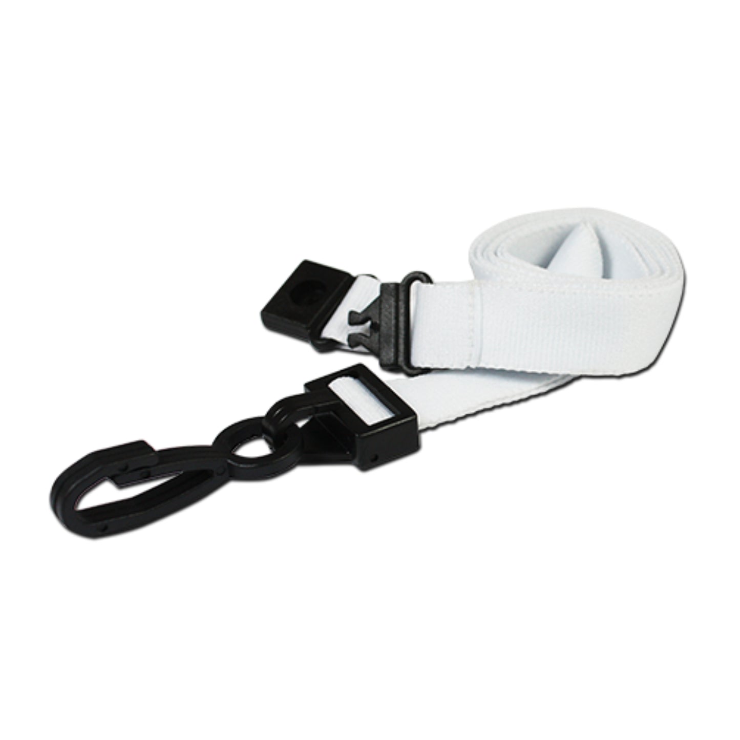 WHITE - 15mm Plain Lanyard with Plastic J Clip - The Card Printing People