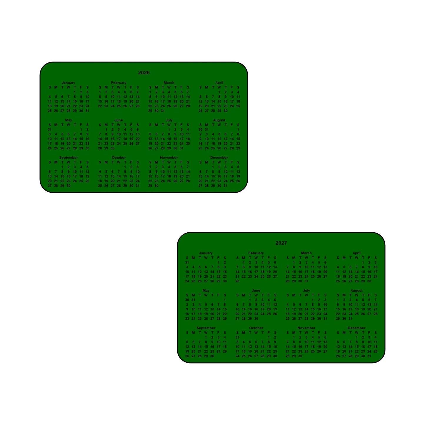 2026 & 2027 Calendar - Double Sided Print - Landscape Format - The Card Printing People