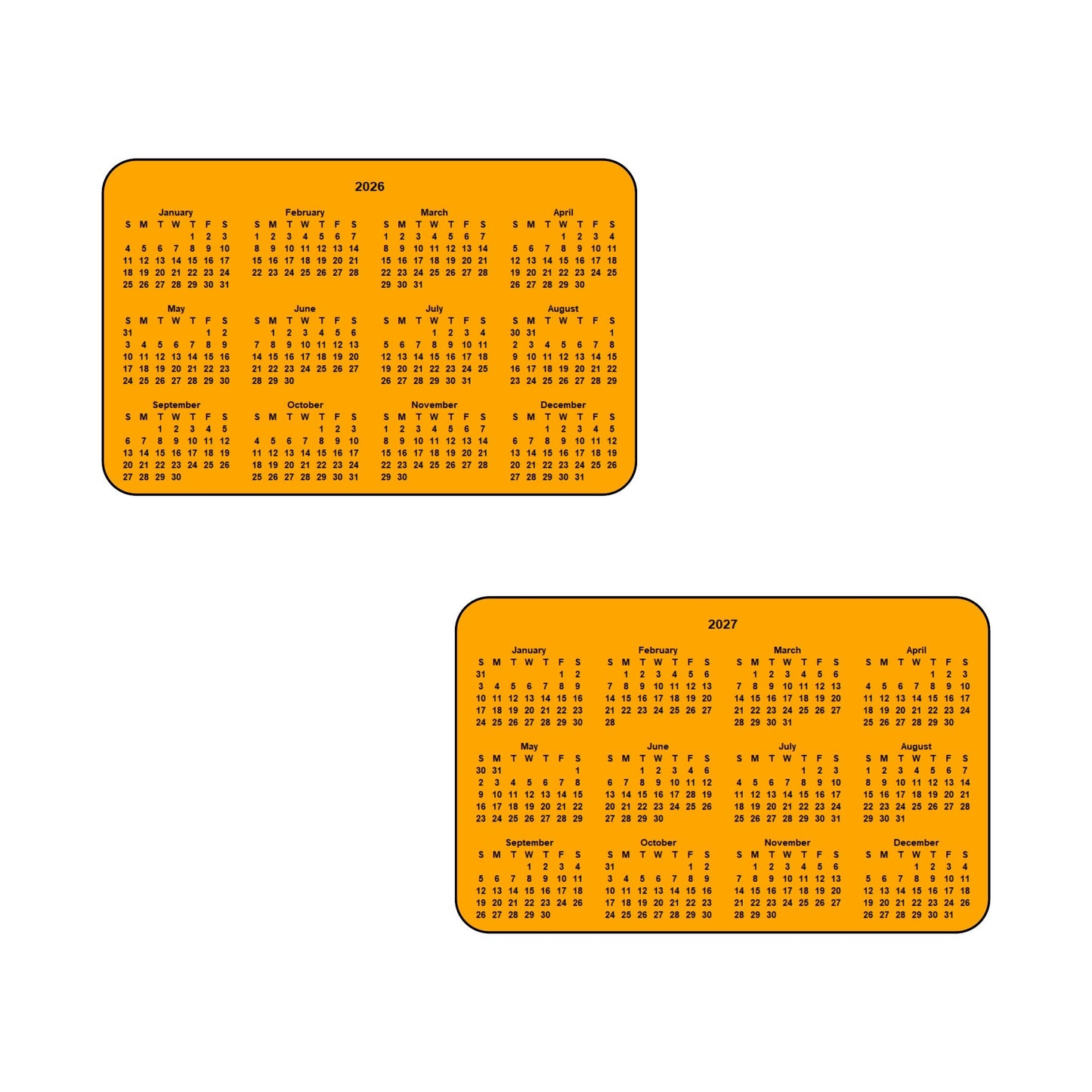 2026 & 2027 Calendar - Double Sided Print - Landscape Format - The Card Printing People