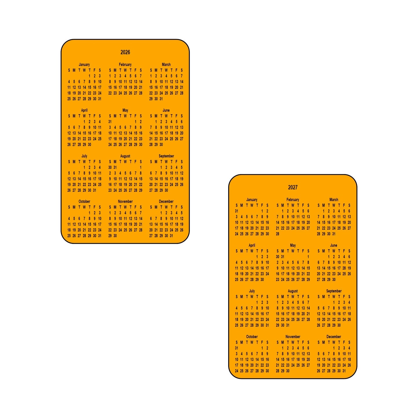 2026 & 2027 Calendar - Double Sided Print - Portrait Format - The Card Printing People