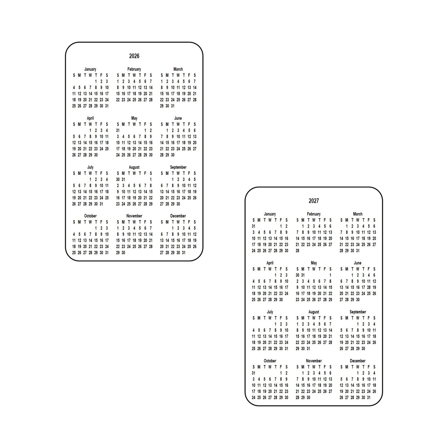 2026 & 2027 Calendar - Double Sided Print - Portrait Format - The Card Printing People