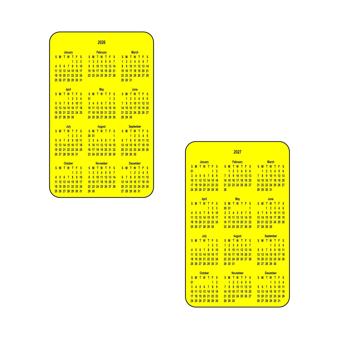 2026 & 2027 Calendar - Double Sided Print - Portrait Format - The Card Printing People