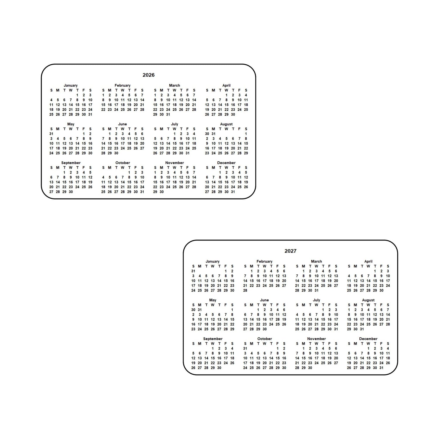 2026 & 2027 Calendar - Double Sided Print - Landscape Format - The Card Printing People