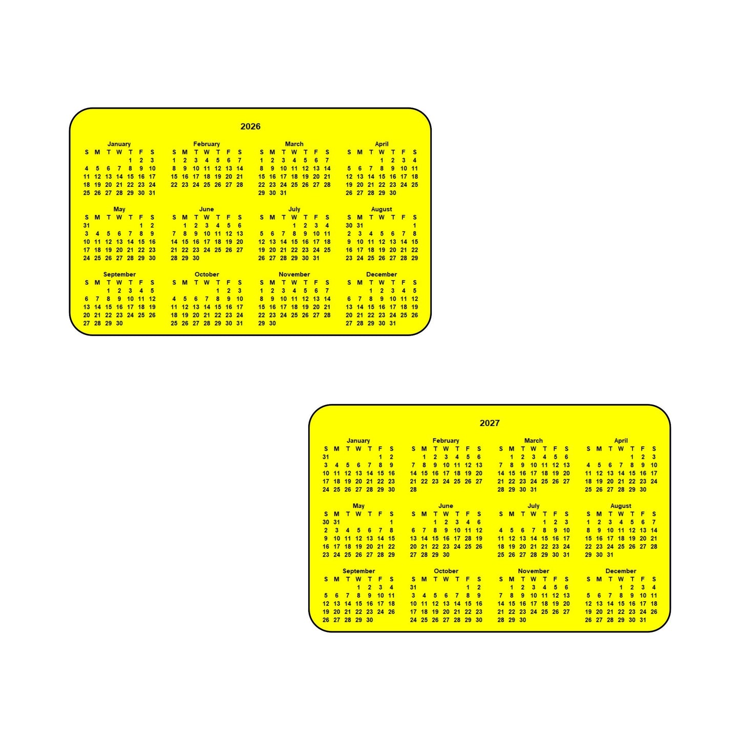 2026 & 2027 Calendar - Double Sided Print - Landscape Format - The Card Printing People