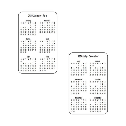 2026 Calendar - Double Sided Print (6 months each side) - Portrait Format - The Card Printing People