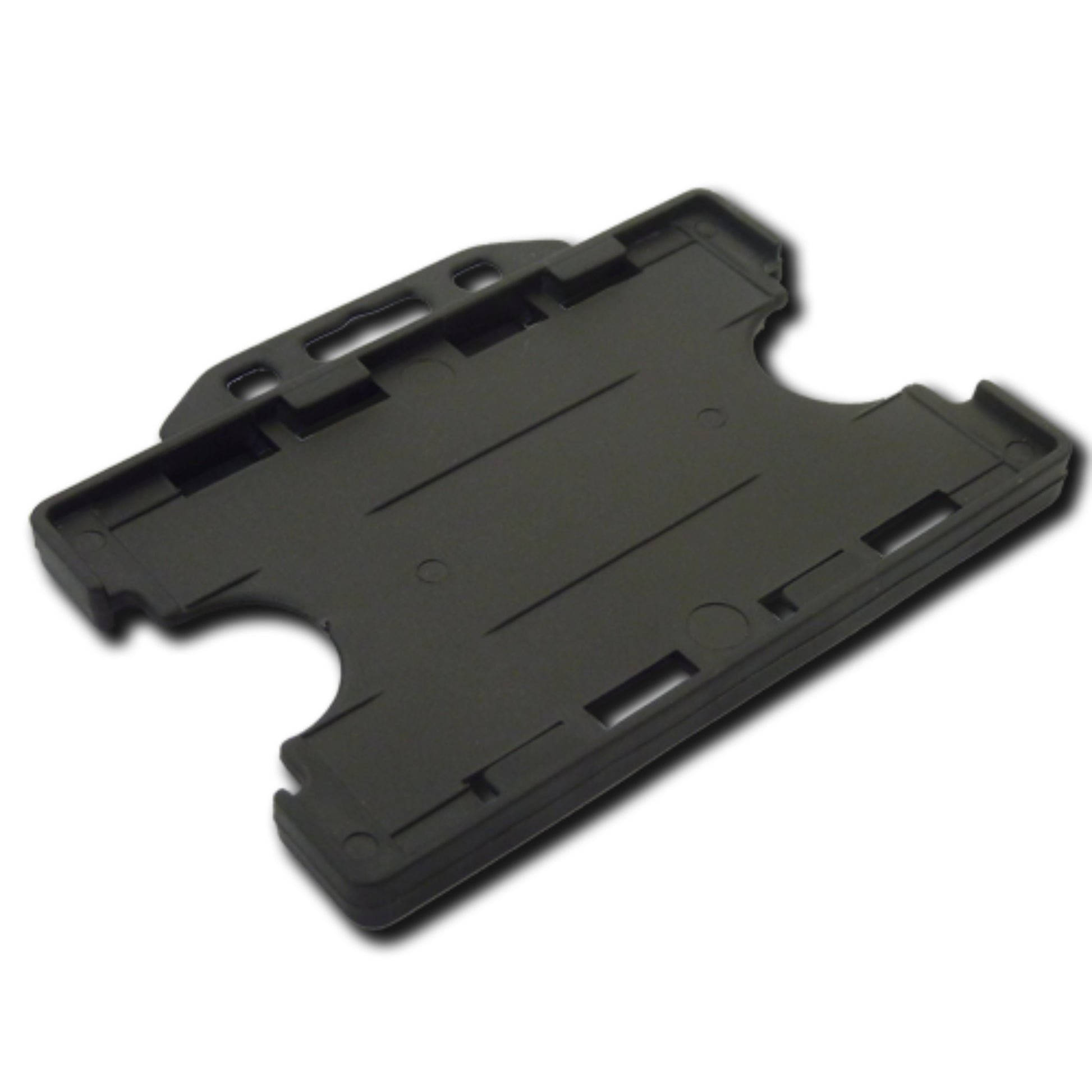 BLACK - Double Sided Open Faced Landscape ID Card Holder - The Card Printing People