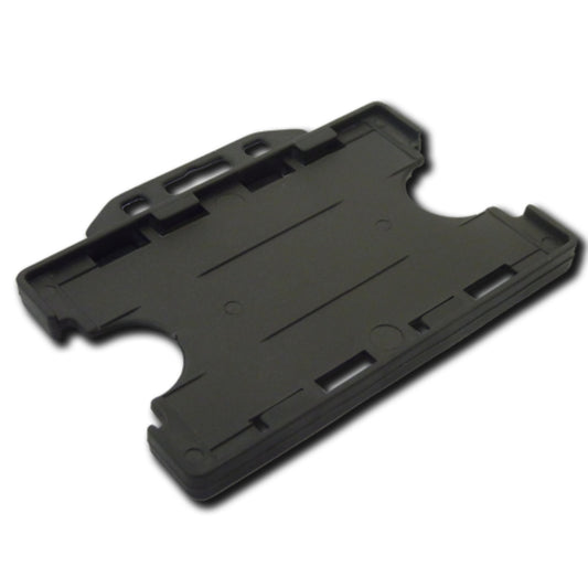 BLACK - Double Sided Open Faced Landscape ID Card Holder - The Card Printing People