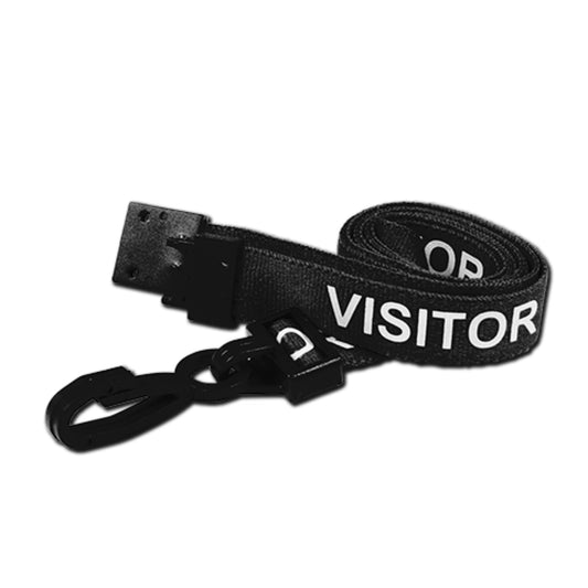 Printed VISITOR lanyard with plastic J clip and safety breakaway - The Card Printing People
