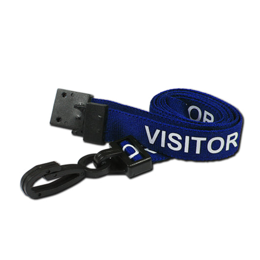 Printed VISITOR lanyard with plastic J clip and safety breakaway - The Card Printing People