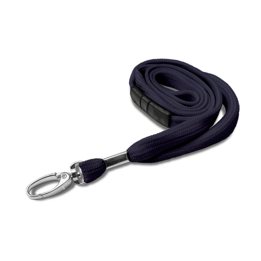 DARK BLUE - Plain Tubular Material Lanyard with Metal Clip - The Card Printing People