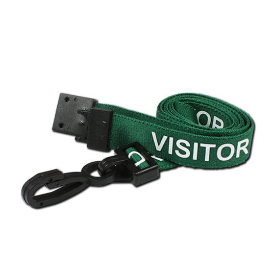 Printed VISITOR lanyard with plastic J clip and safety breakaway - The Card Printing People