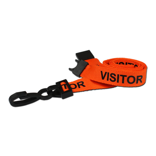 Printed VISITOR lanyard with plastic J clip and safety breakaway - The Card Printing People