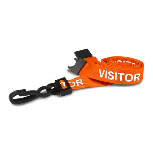 Printed VISITOR lanyard with plastic J clip and safety breakaway - The Card Printing People