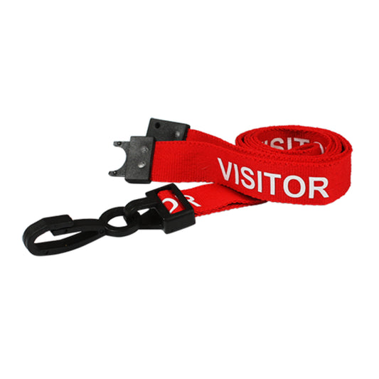 Printed VISITOR lanyard with plastic J clip and safety breakaway - The Card Printing People