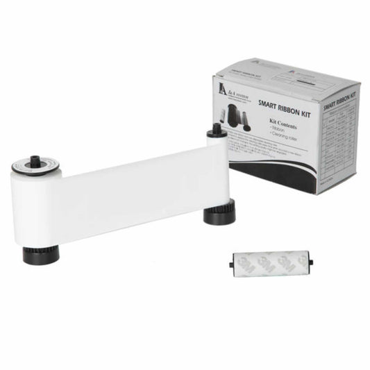 Smart 30/50 White Mono 650663 Printer Ribbon with Cleaning Roller - 1200 Prints - The Card Printing People