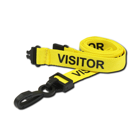 Printed VISITOR lanyard with plastic J clip and safety breakaway - The Card Printing People