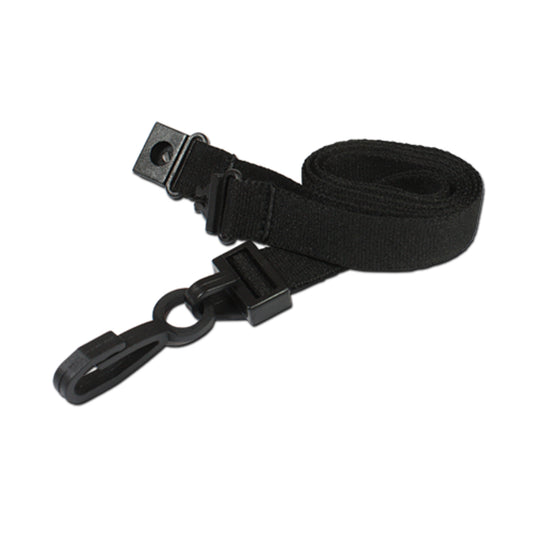 BLACK - 15mm Plain Lanyard with Plastic J Clip - The Card Printing People