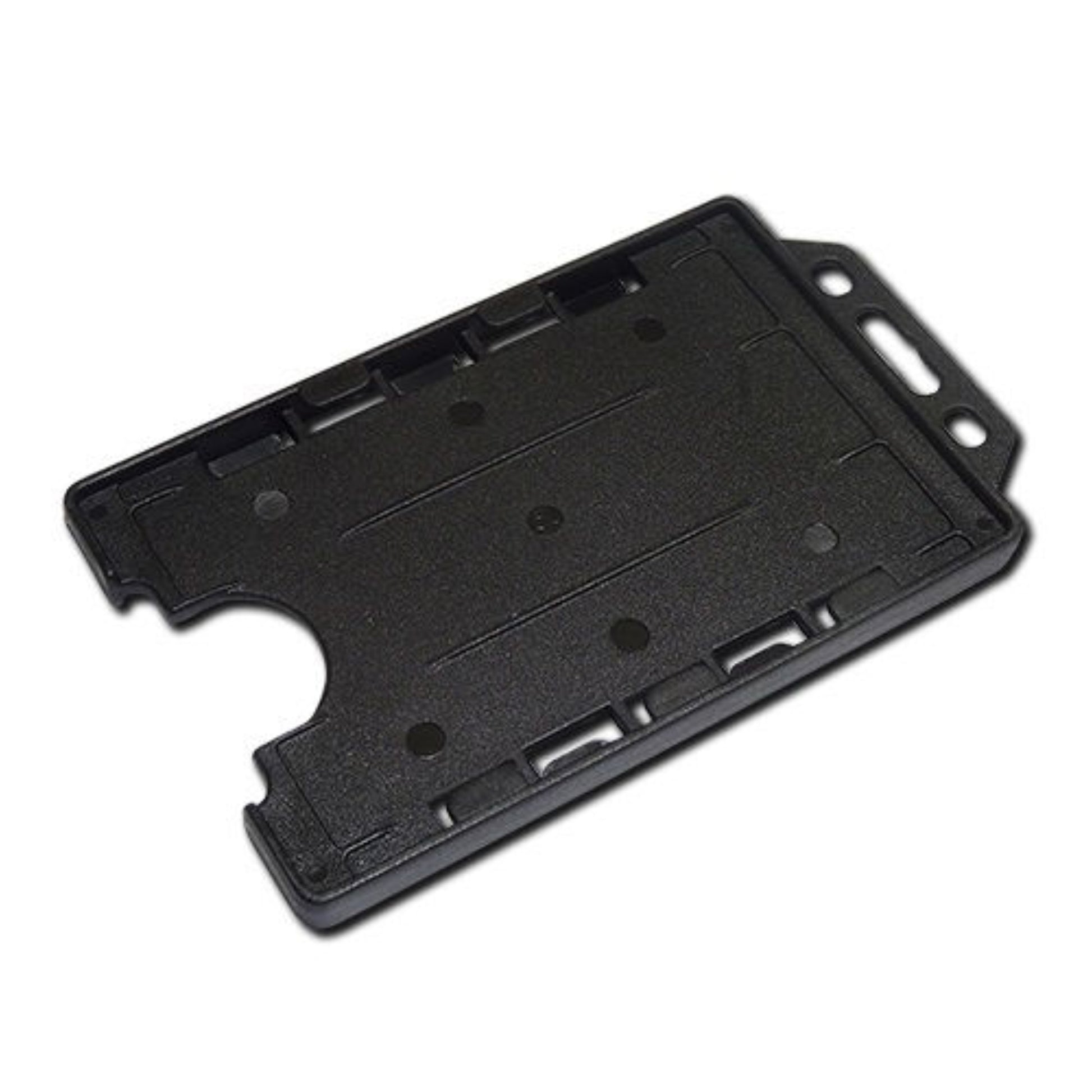 BLACK - Double Sided Open Faced Portrait ID Card Holder - The Card Printing People