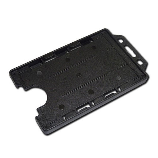 BLACK - Double Sided Open Faced Portrait ID Card Holder - The Card Printing People