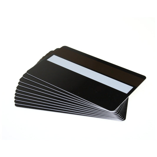 Black Gloss Premium 760 Micron Cards With Hi - Co Magnetic Stripe & Signature Strip Panel (100) - The Card Printing People