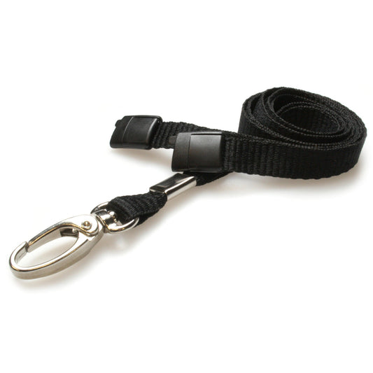 BLACK - Plain Lanyard with Metal Clip - The Card Printing People