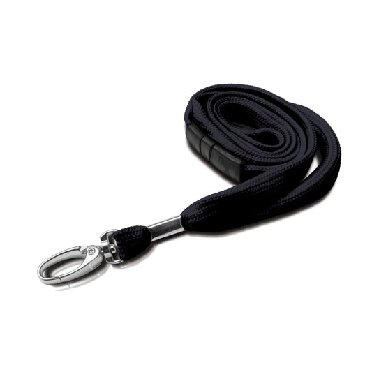 BLACK - Plain Tubular Material Lanyard with Metal Clip - The Card Printing People