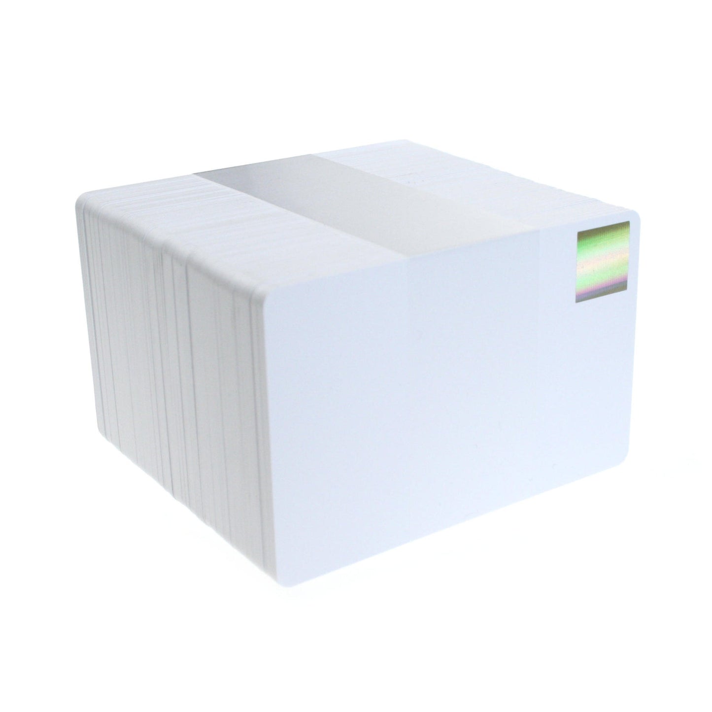 Blank White Plastic Cards with Gold Holopatch (Pack of 100) - The Card Printing People
