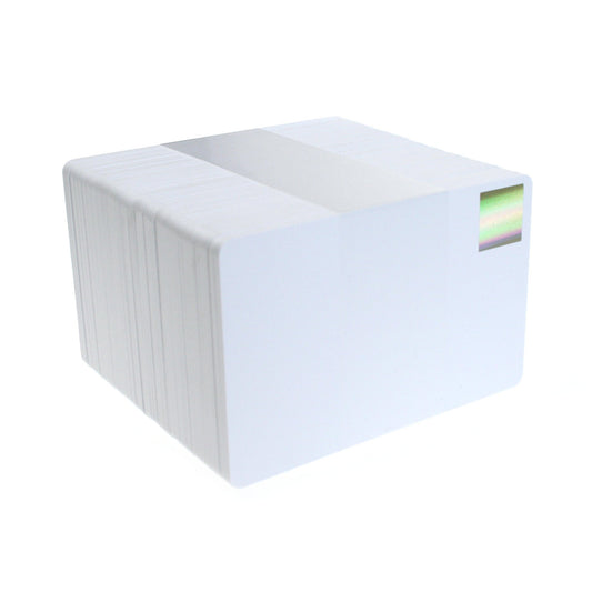 Blank White Plastic Cards with Gold Holopatch (Pack of 100) - The Card Printing People