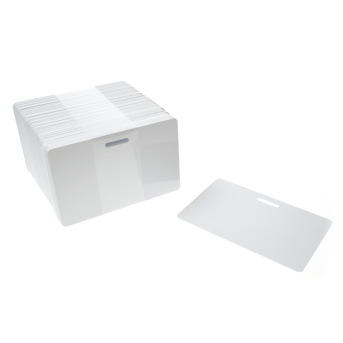 Blank White Slot Punched Plastic Cards (Pack of 100) - The Card Printing People