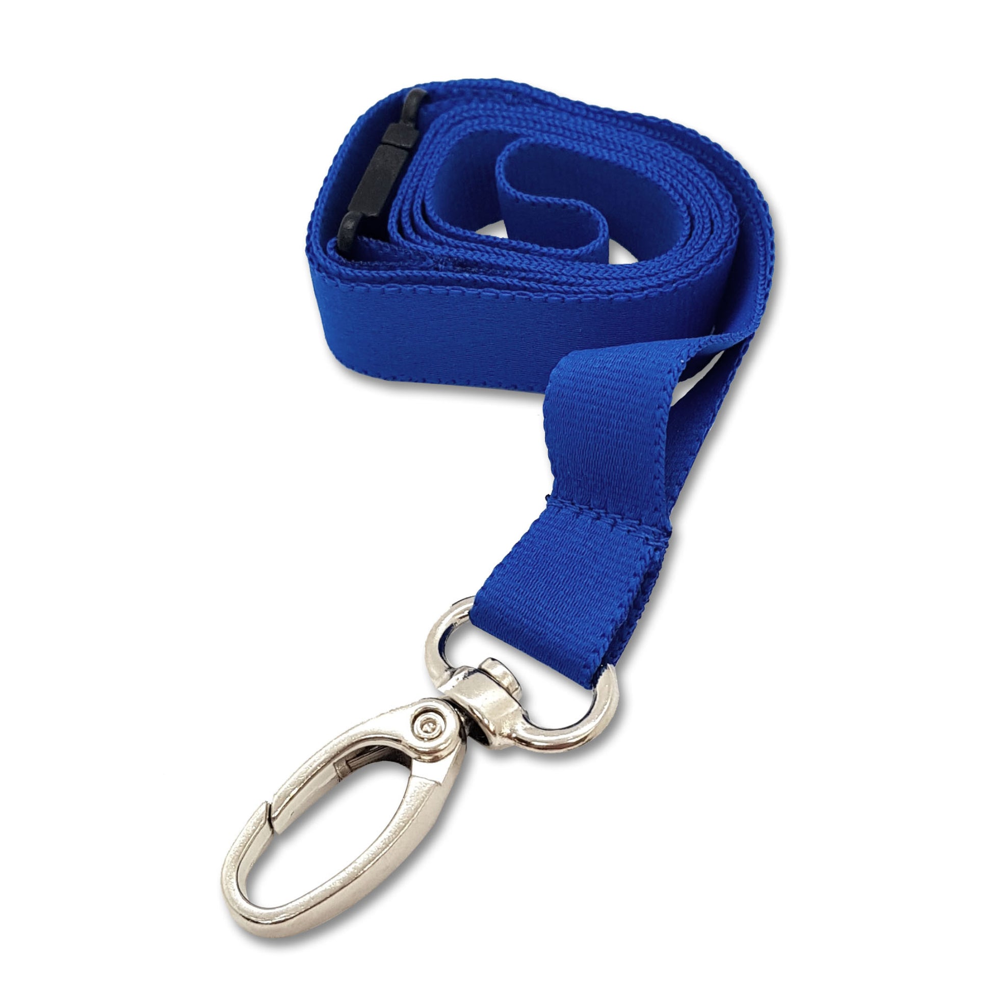 BLUE - 15mm Plain Lanyard with Metal Clip - The Card Printing People
