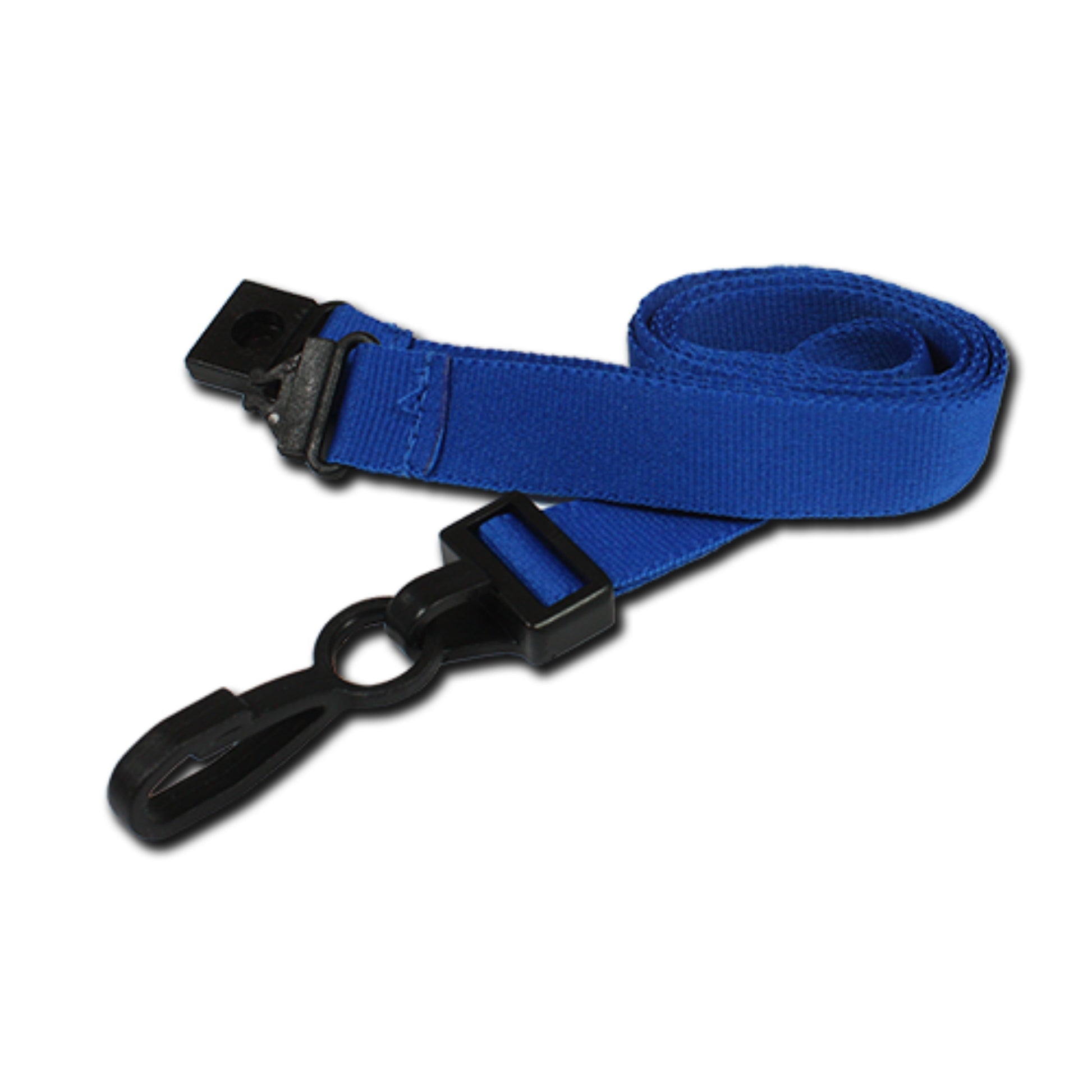 BLUE - 15mm Plain Lanyard with Plastic J Clip - The Card Printing People