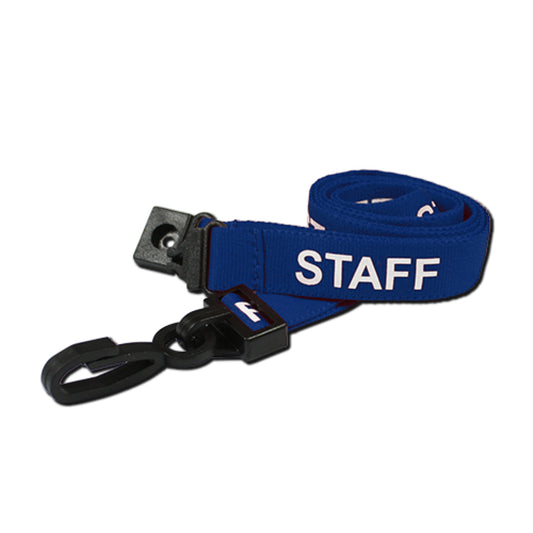 BLUE - STAFF lanyard with plastic J clip and safety breakaway - The Card Printing People