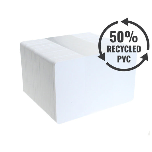 Dyestar White 760 Micron 50% Recycled PVC Cards (Pack 100) - The Card Printing People