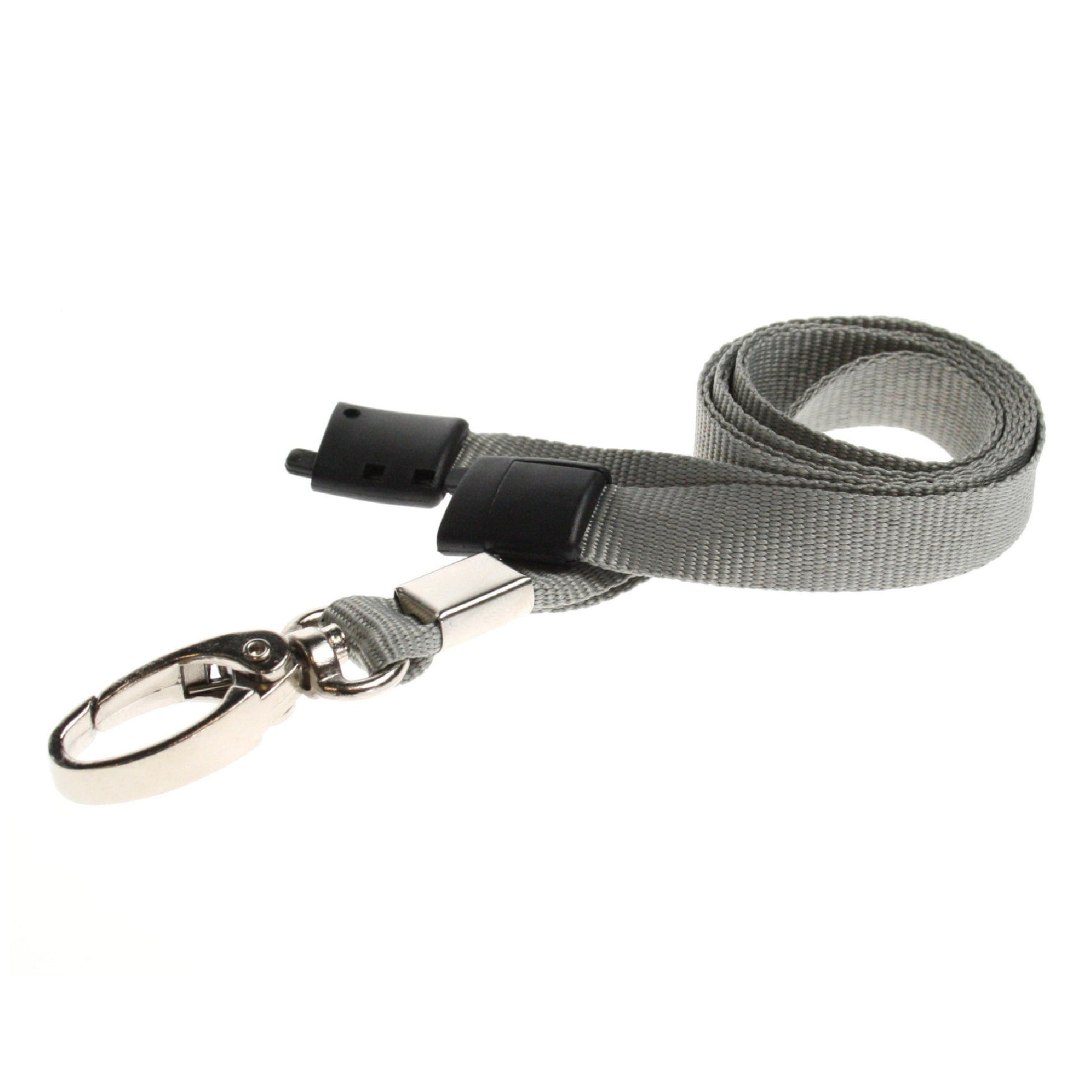 GREY - Plain Lanyard with Metal Clip - The Card Printing People