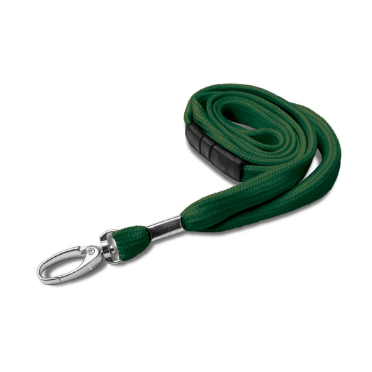 GREEN - Plain Tubular Material Lanyard with Metal Clip - The Card Printing People