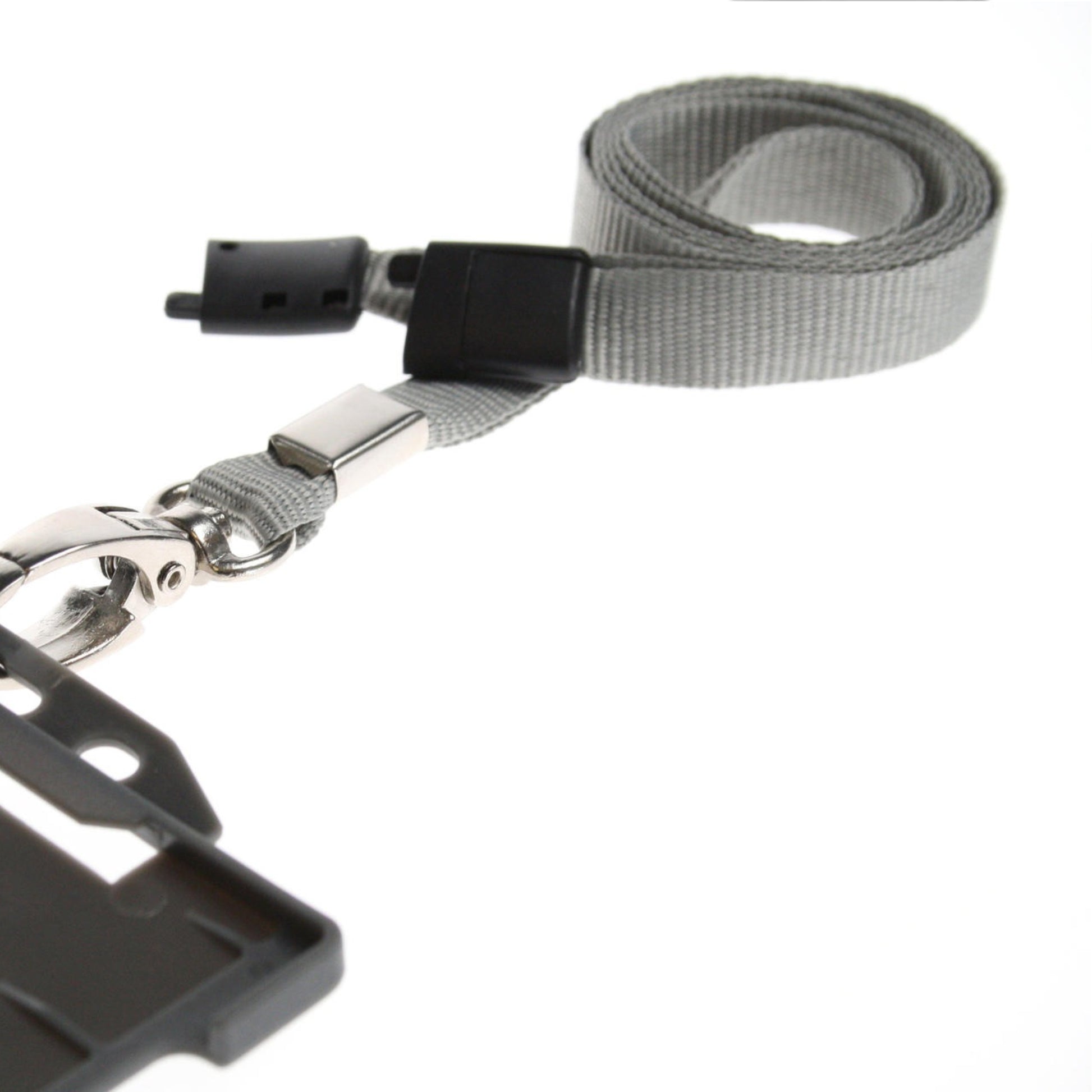 GREY - Plain Lanyard with Metal Clip - The Card Printing People