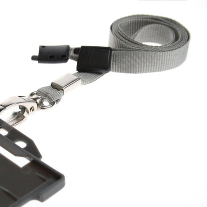 GREY - Plain Lanyard with Metal Clip - The Card Printing People