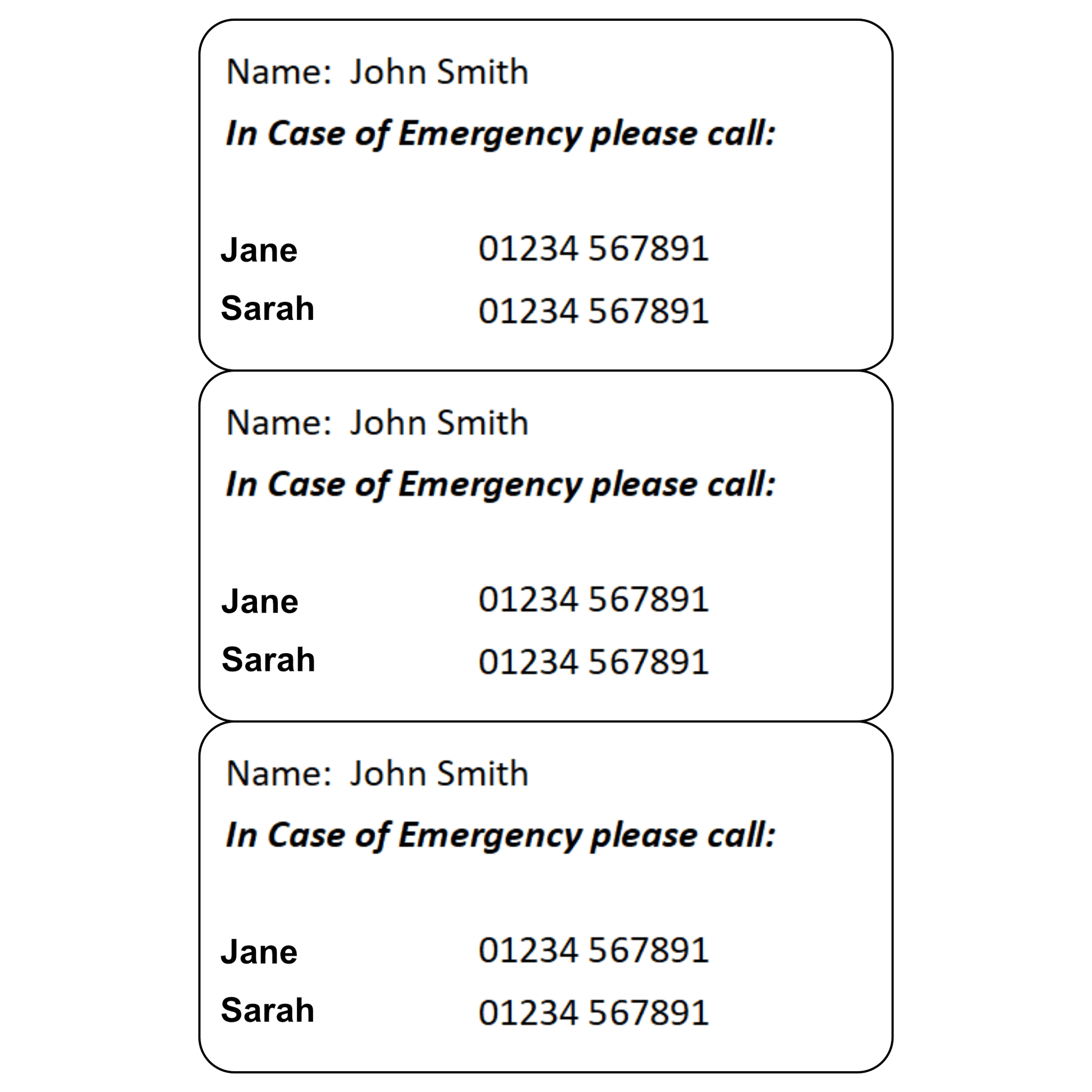 Key Fob - In Case of Emergency (ICE) Card - Custom Printed (with Split Ring) - The Card Printing People