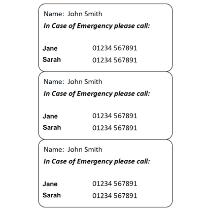 Key Fob - In Case of Emergency (ICE) Card - Custom Printed (with Split Ring) - The Card Printing People