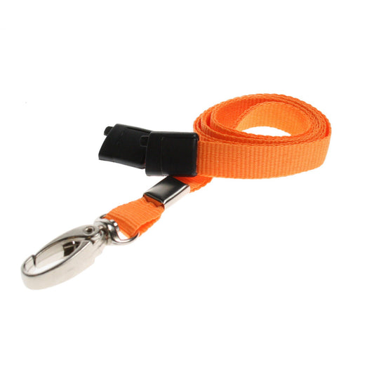 ORANGE - Plain Lanyard with Metal Clip - The Card Printing People