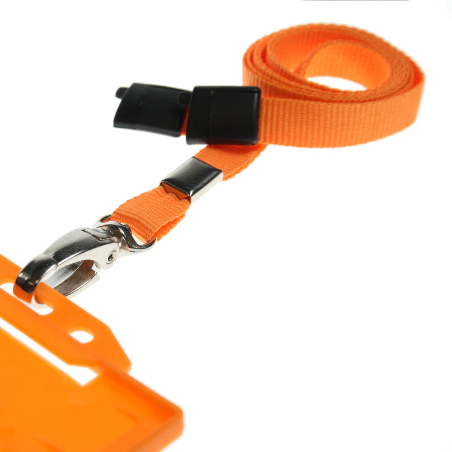 ORANGE - Plain Lanyard with Metal Clip - The Card Printing People